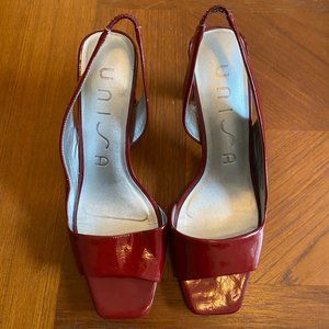 Unisa Purdue Red Patent Leather Open Toe Heels - … - image 1